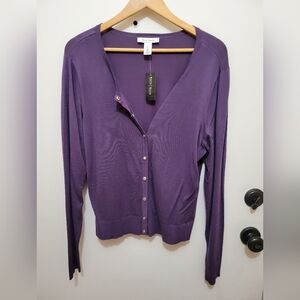 White House Black Market Ladies Purple Lightweight Cardigan - Size XL
